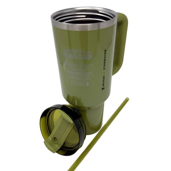 Stanley + Starbucks 40oz Olive Green Pearl Glitter Tumbler NEW - Picture 2 of 6